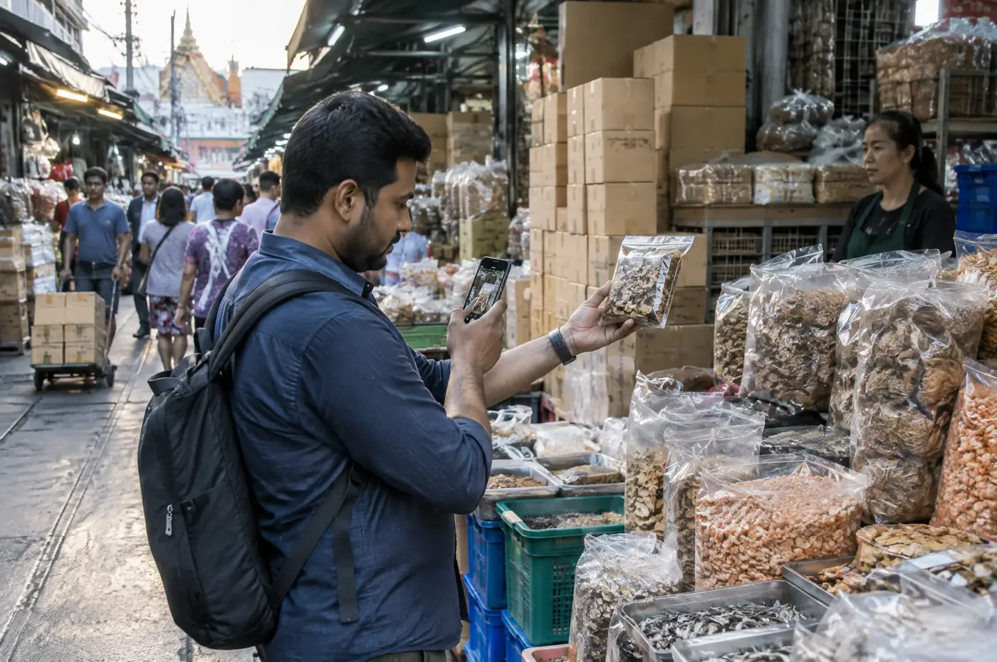 Looking for products and ideas at a wholesale market in Bangkok
